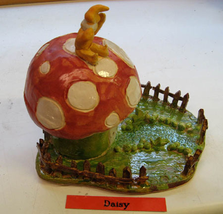 Elf Sitting on Mushroom Cottage - Daisy McAuliffe